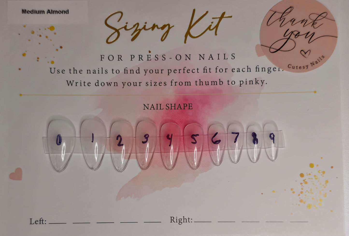 a clear press on nails sizing kit on nail card