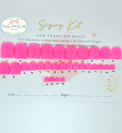 a toe press on nails ready to wear sizing kit displayed on a nail card